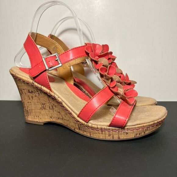 Womens B.O.C. Born Concept Evita Coral Pink Wedge Sandals / Size 10 Medium - Picture 1 of 8